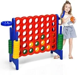 COSTWAY Jumbo 4-to-Score Giant Game Set For Kids & Adults, 2.5Ft Indoor Outdoor Game With Basketball Hoop, Ring Game, 42 Jumbo Rings, Quick-Release Slider, Perfect For Birth & Holiday Party 23 COSTWAY Jumbo 4-to-Score Giant Game Set For Kids & Adults, 2.5Ft Indoor Outdoor Game With Basketball Hoop, Ring Game, 42 Jumbo Rings, Quick-Release Slider, Perfect For Birth & Holiday Party -BEYBLADE Sale Store 51ZKrTYT71S. AC