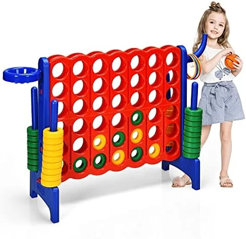 COSTWAY Jumbo 4-to-Score Giant Game Set For Kids & Adults, 2.5Ft Indoor Outdoor Game With Basketball Hoop, Ring Game, 42 Jumbo Rings, Quick-Release Slider, Perfect For Birth & Holiday Party 11 COSTWAY Jumbo 4-to-Score Giant Game Set For Kids & Adults, 2.5Ft Indoor Outdoor Game With Basketball Hoop, Ring Game, 42 Jumbo Rings, Quick-Release Slider, Perfect For Birth & Holiday Party - Image 9