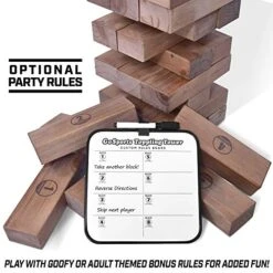 GoSports 5 Ft Giant Wooden Toppling Tower - Includes Bonus Rules With Gameboard - Choose Your Style -BEYBLADE Sale Store 51aLmDVLxAL