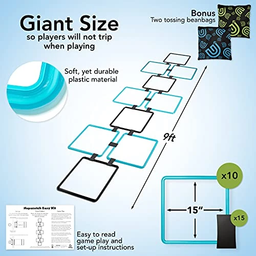 GETMOVIN SPORTS Hopscotch Squares Set With 2 Premium Beanbags Giant Sized 15 Inch Squares With 15 Connectors For Indoor/Outdoor Portable Fun Conditioning Agility Training 4 GETMOVIN SPORTS Hopscotch Squares Set With 2 Premium Beanbags Giant Sized 15 Inch Squares With 15 Connectors For Indoor/Outdoor Portable Fun Conditioning Agility Training - Image 2