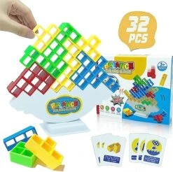 LAEKOU 48 Pcs Tetra Tower Game Balance Stacking Blocks, Two Player Balancing Board Games For Kids & Adults, Team Building STEM Toys For Family, Parties, Travel, Activities -BEYBLADE Sale Store 51bi5YiNZ L. AC