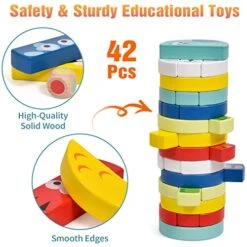 Atoylink Wooden Stacking Board Game For Kids 58 Pieces Animal Tumble Tower Stacking Building Blocks With Puzzle Flash Cards Toddler Games Montessori Educational Toys For 2 3 4 Year Old Boys Girls Gift -BEYBLADE Sale Store 51eDDQq1CmL