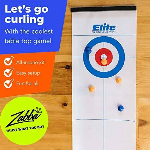 Elite Sportz Equipment Curling Game - Tabletop Games For Adults, Kids & Families - 4 Ft X 1 Ft Mat For Indoor Fun W/Bonus Travel Bag - Ages 6 & Up 4 Elite Sportz Equipment Curling Game - Tabletop Games For Adults, Kids & Families - 4 Ft X 1 Ft Mat For Indoor Fun W/Bonus Travel Bag - Ages 6 & Up - Image 2