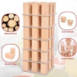 Atoylink 63Pcs Wooden Stacking Board Games For Kids Toddler Tower Building Blocks With Acrylic Board Cat & Mouse Balancing Family Games Montessori Toys For For 2 3 4 Year Old Boys Girls Gift -BEYBLADE Sale Store 51fceBLXgdL