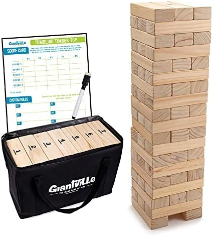 Giantville Giant Tumbling Timber Toy + Storage Crate/Platform - 60-Pc Jumbo Wooden Blocks Board/Floor Game For Kids And Adults - Premium Pine Wood, Life Size - Grows To Over 5-feet Tall While Playing 9 Giantville Giant Tumbling Timber Toy + Storage Crate/Platform - 60-Pc Jumbo Wooden Blocks Board/Floor Game For Kids And Adults - Premium Pine Wood, Life Size - Grows To Over 5-feet Tall While Playing - Image 7
