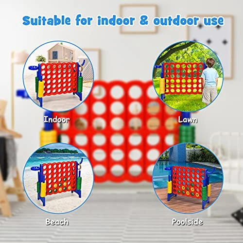 COSTWAY Jumbo 4-to-Score Giant Game Set For Kids & Adults, 2.5Ft Indoor Outdoor Game With Basketball Hoop, Ring Game, 42 Jumbo Rings, Quick-Release Slider, Perfect For Birth & Holiday Party 7 COSTWAY Jumbo 4-to-Score Giant Game Set For Kids & Adults, 2.5Ft Indoor Outdoor Game With Basketball Hoop, Ring Game, 42 Jumbo Rings, Quick-Release Slider, Perfect For Birth & Holiday Party - Image 5