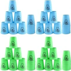 Lancisism 48Pcs Quick Stacking Cups Set, BPA-Free Material Sports Training Stacking Cup Game, Classic Family Game For Kids Adults Family, Great Gift Idea (Blue & Green & Purple & Red) -BEYBLADE Sale Store 51hkDPPgKL. AC
