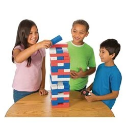 S&S Worldwide Giant Patriotic Tumbling Timbers. Oversized Version Of Popular Stacking Game With Lightweight Hollow Plastic Blocks. 50% Lighter Than Wood! Includes Bag And 54-6" X 2" X 1" Blocks.