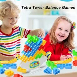 LAEKOU 48 Pcs Tetra Tower Game Balance Stacking Blocks, Two Player Balancing Board Games For Kids & Adults, Team Building STEM Toys For Family, Parties, Travel, Activities -BEYBLADE Sale Store 51jd6qgRyQL