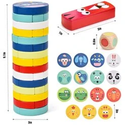 Atoylink Wooden Stacking Board Game For Kids 58 Pieces Animal Tumble Tower Stacking Building Blocks With Puzzle Flash Cards Toddler Games Montessori Educational Toys For 2 3 4 Year Old Boys Girls Gift -BEYBLADE Sale Store 51lBfJZTiZL