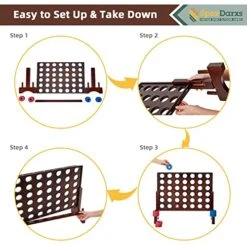 SpexDarxs Giant 4 In A Row Game, Wooden Jumbo 4-to-Score Game Set For Indoor & Outdoor Family Fun-Line Up 4 Travel Board Games With 42 Coins & Ring Holders & Carrying Bag -BEYBLADE Sale Store 51mdg2s2IKL