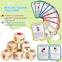 Fofeadm Kids Yoga Dice, Yoga Wooden Dice Set With Yoga Cards And Wooden Gift Boxes, Fun Exercise Dice For Kids Solo Or Group Classes Workout Equipment, Learn Yoga With A Game -BEYBLADE Sale Store 51mzFAyws3L