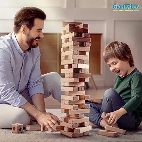 Giantville Giant Tumbling Timber Toy + Carry Bag + Dice - Jumbo JR. 54-Piece Wooden Stacking Tumble Blocks - Premium Pine Wood Life Size Tower Floor Game For Kids & Adults - Grows To Almost 4-Feet 8 Giantville Giant Tumbling Timber Toy + Carry Bag + Dice - Jumbo JR. 54-Piece Wooden Stacking Tumble Blocks - Premium Pine Wood Life Size Tower Floor Game For Kids & Adults - Grows To Almost 4-Feet - Image 6