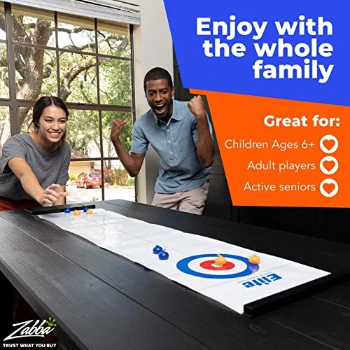 Elite Sportz Equipment Curling Game - Tabletop Games For Adults, Kids & Families - 4 Ft X 1 Ft Mat For Indoor Fun W/Bonus Travel Bag - Ages 6 & Up 7 Elite Sportz Equipment Curling Game - Tabletop Games For Adults, Kids & Families - 4 Ft X 1 Ft Mat For Indoor Fun W/Bonus Travel Bag - Ages 6 & Up - Image 5