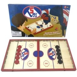Regal Games - 5 Hole - Fun, Fast Family-Friendly Finger Hockey Puck Game - Includes 1 Gameboard, 5 Red Pucks, 5 Black Pucks - Ideal For 2 Players Ages 6+
