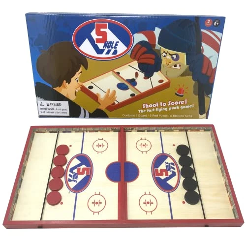 Regal Games - 5 Hole - Fun, Fast Family-Friendly Finger Hockey Puck Game - Includes 1 Gameboard, 5 Red Pucks, 5 Black Pucks - Ideal For 2 Players Ages 6+ 3 Regal Games - 5 Hole - Fun, Fast Family-Friendly Finger Hockey Puck Game - Includes 1 Gameboard, 5 Red Pucks, 5 Black Pucks - Ideal For 2 Players Ages 6+