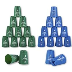 Aivalas Stacking Cups, Quick Stack Cups Game With 24 PCS Stackable Cups & Durable Carry Bag, Classic Stacking Games For Kids Adults Family(Blue & Green)