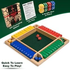 Wooden Shut The Box – Indoor Dice Game – Ideal For 2-4 Players – Great Family Game – Colorful Design - Comfortable Felt – Smart Math Game For Kids – Fun Learning Board Game - Nice Gift Packaging -BEYBLADE Sale Store 51swNM576PL