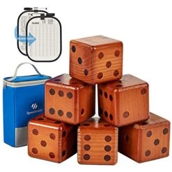 SpeedArmis Giant Wooden Yard Dice Set - Large Pine Wooden Dice Lawn Game Set With Scoreboard Outdoor Beach Backyard Game Set For Kids Adults Family (Including Carry Bag)