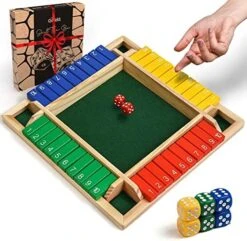Wooden Shut The Box – Indoor Dice Game – Ideal For 2-4 Players – Great Family Game – Colorful Design - Comfortable Felt – Smart Math Game For Kids – Fun Learning Board Game - Nice Gift Packaging -BEYBLADE Sale Store 51tiaoZhXoL. AC
