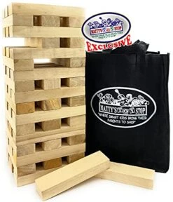 Mɑtty's Toy Stop Deluxe 51pc Giant Wood Tower Stacking Game With Storage Bag (Starts 17" Tall) -BEYBLADE Sale Store 51utfGqf15S