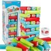 Wonuu Timber Tower Block Stacking Game Colored Cartoon Plastic Building Blocks Board Educational Toy Game