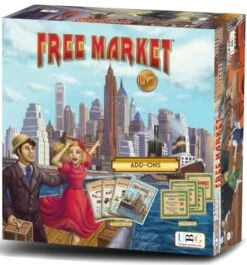 Free Market NYC Board Game – Strategy & Worker Placement Tabletop Game | Bundle With 2 Add-Ons