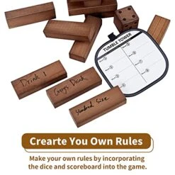 ApudArmis Giant Tumble Tower (Stack From 2Ft To Over 4.2Ft), 54 PCS Pine Wooden Stacking Timber Game With 1 Dice Set - Classic Block Giant Outdoor Game For Teens Adults Family(Brown) -BEYBLADE Sale Store 51xnGf19eaL