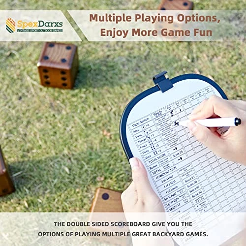 SpexDarxs Giant Yard Dice Set, 3.5’’ Large Wooden Dice Set With Scoreboard & Carrying Bag,Indoor & Outdoor Backyard Lawn Game For Teenage Adult And Family 6 SpexDarxs Giant Yard Dice Set, 3.5’’ Large Wooden Dice Set With Scoreboard & Carrying Bag,Indoor & Outdoor Backyard Lawn Game For Teenage Adult And Family - Image 4