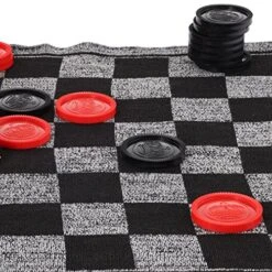 Jumbo Checkers Board Game Mat And Giant Tic Tac Toe 3-in-1 Set For Kids And Adults, Outdoor Toy Checker Rug With 24 Pcs And Storage Bag, Board Games For Family Night Party -BEYBLADE Sale Store 611JFSqbnoL