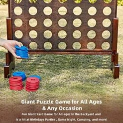 SpexDarxs Giant 4 In A Row Game, Wooden Jumbo 4-to-Score Game Set For Indoor & Outdoor Family Fun-Line Up 4 Travel Board Games With 42 Coins & Ring Holders & Carrying Bag -BEYBLADE Sale Store 61aP61mXWvL