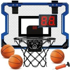 Indoor Mini Basketball Hoop With Electronic Scoreboard - Over The Door Basketball Hoop With 4 Balls, Mini Hoop Door & Wall Office Bedroom Score Basketball Hoop For Kids And Adults