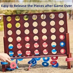 SpeedArmis Giant Wooden 4 In A Row Game - Fun Indoor And Outdoor Board Game For Teens And Adults - Includes 42 Pcs Chips And Carrying Bag -BEYBLADE Sale Store 61yCr0gqDIS